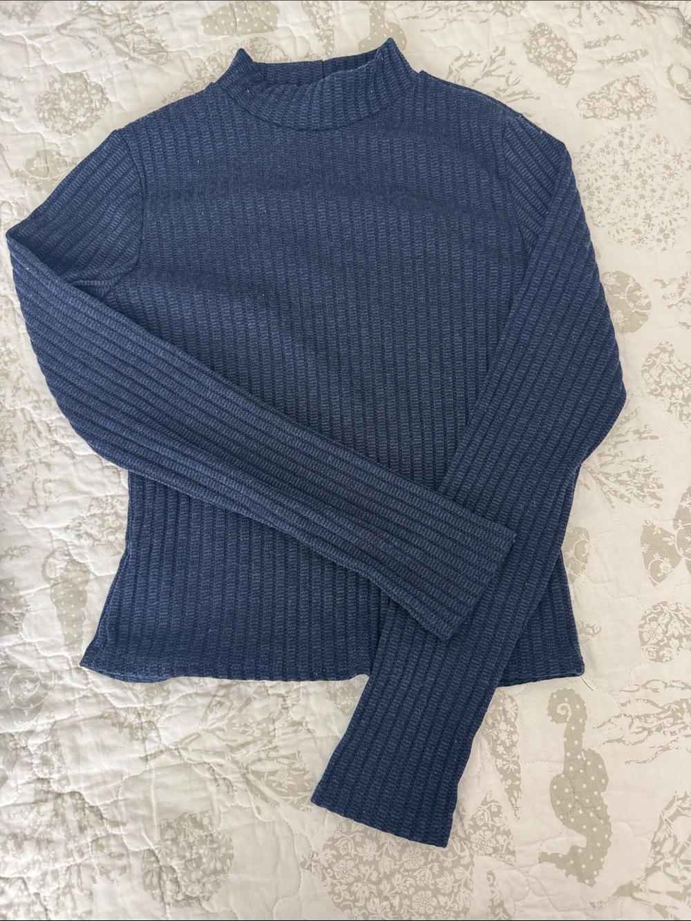 Women’s Ribbed Mock Neck Sweater - Blue